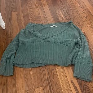 Free People Oversized Green Slouchy Sweater